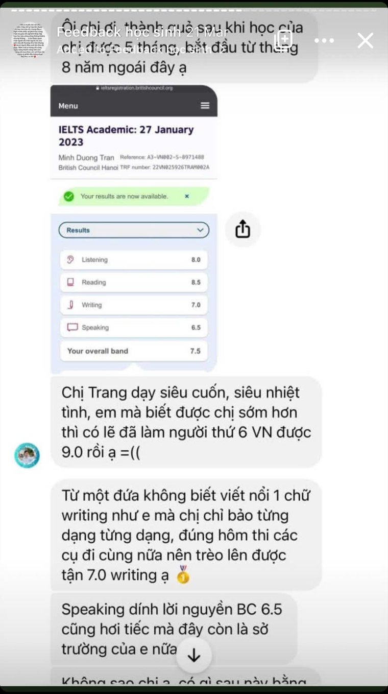Cảm nhận thật của học trò về cô Trang và khóa học