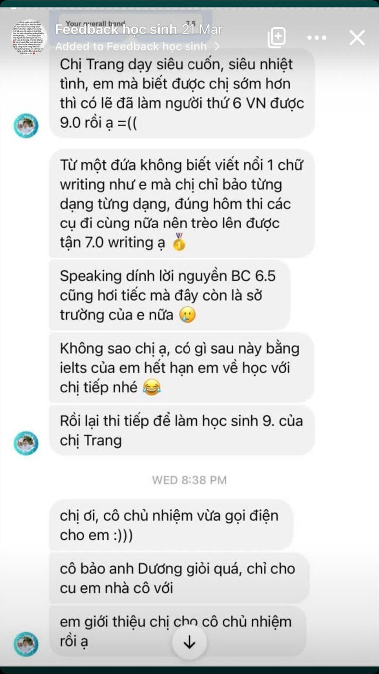 Cảm nhận thật của học trò về cô Trang và khóa học