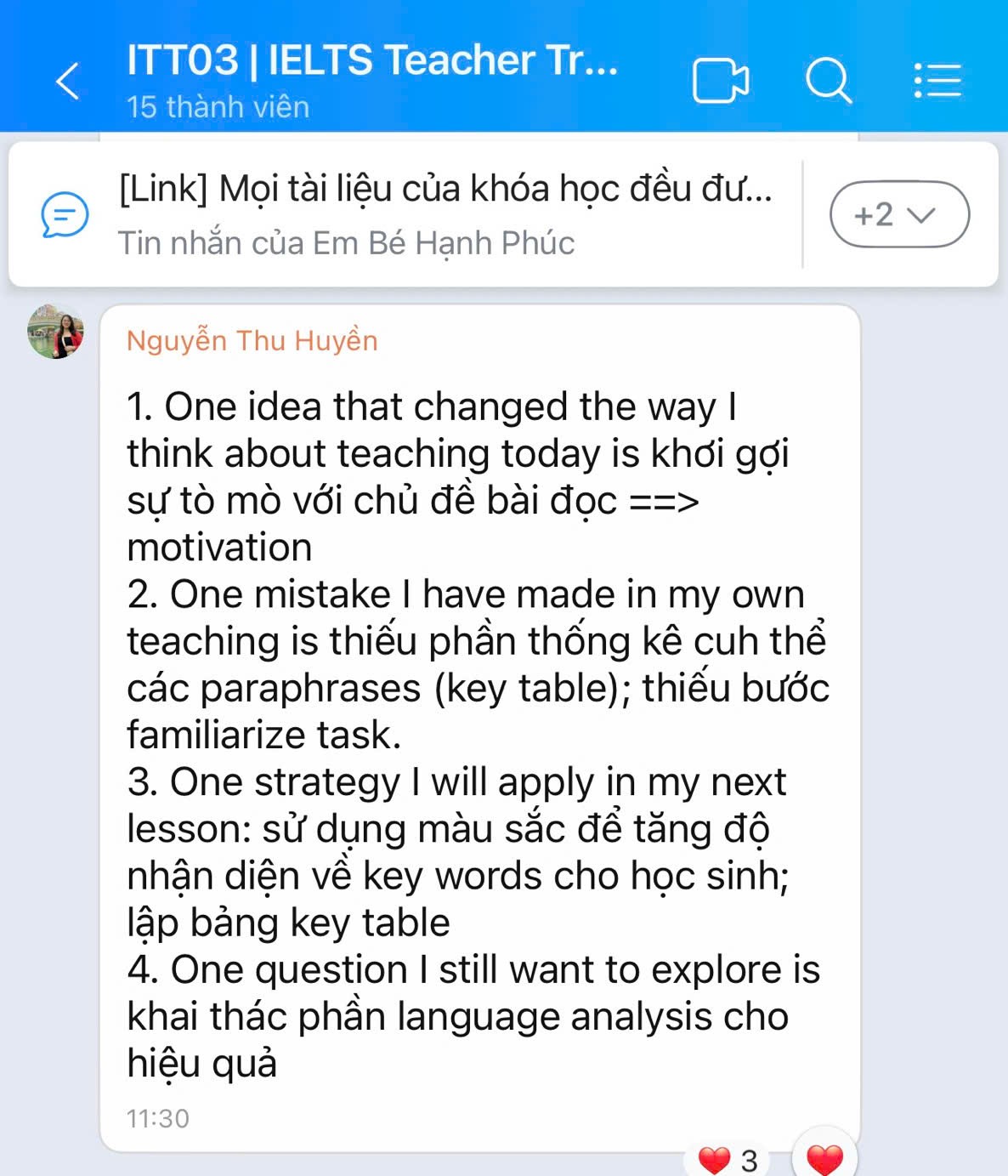 Cảm nhận giáo viên