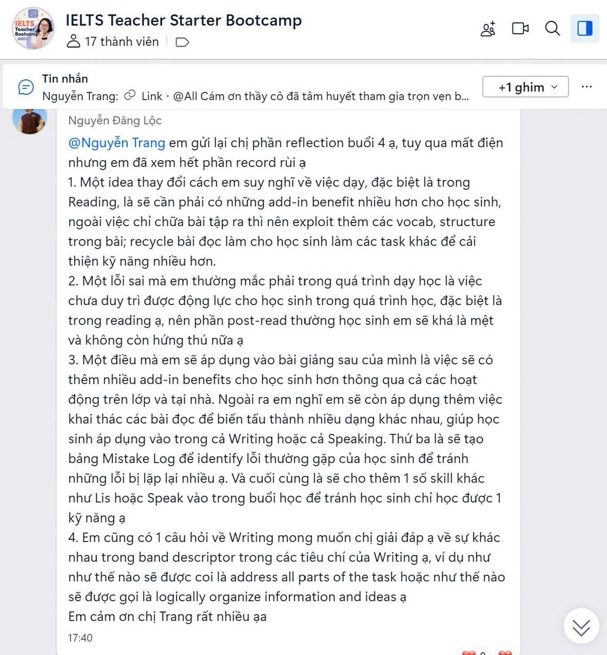 Cảm nhận giáo viên