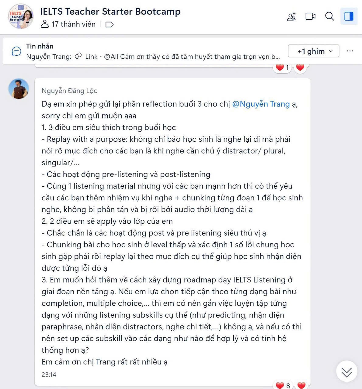 Cảm nhận giáo viên