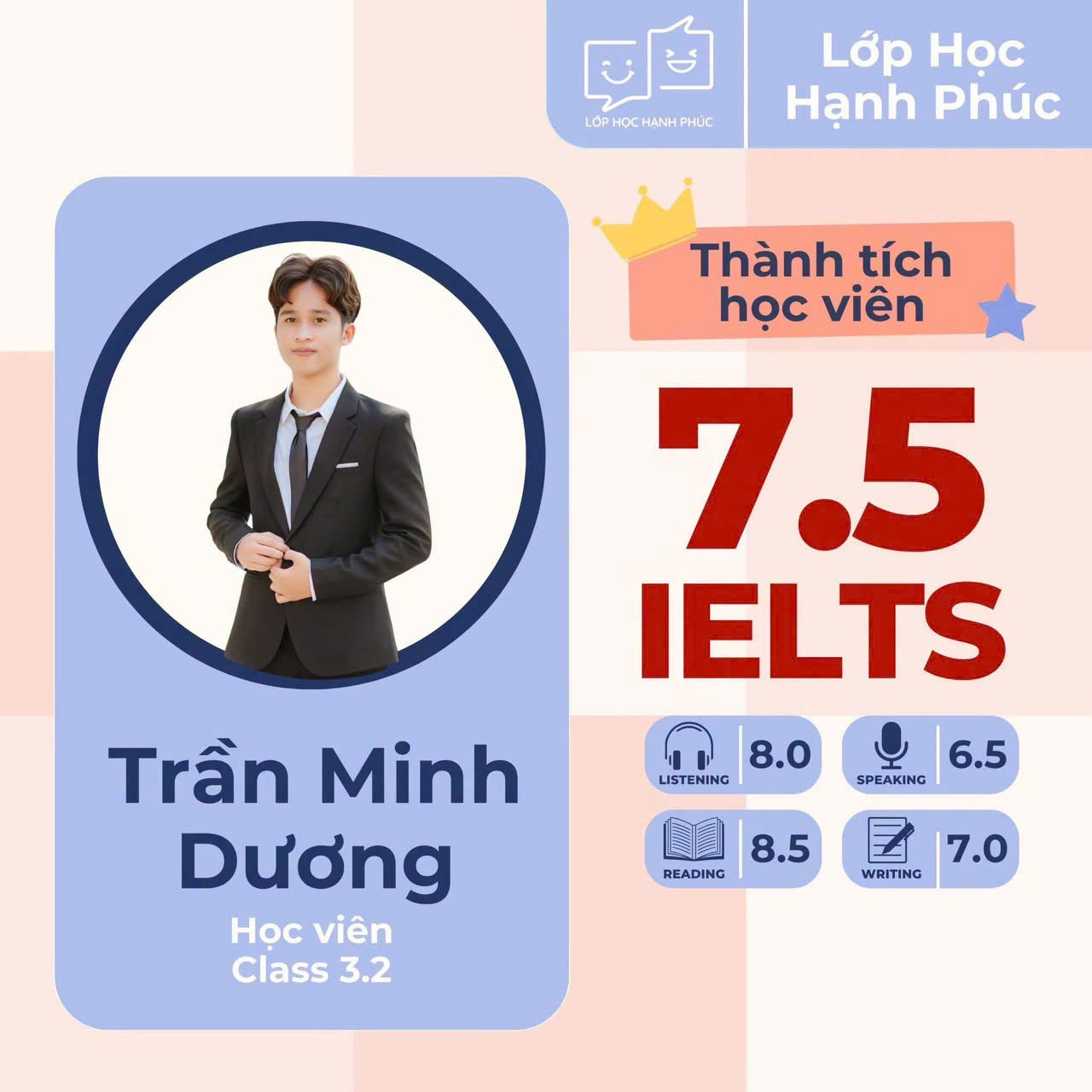 Học viên đạt điểm IELTS cao cùng cô Trang