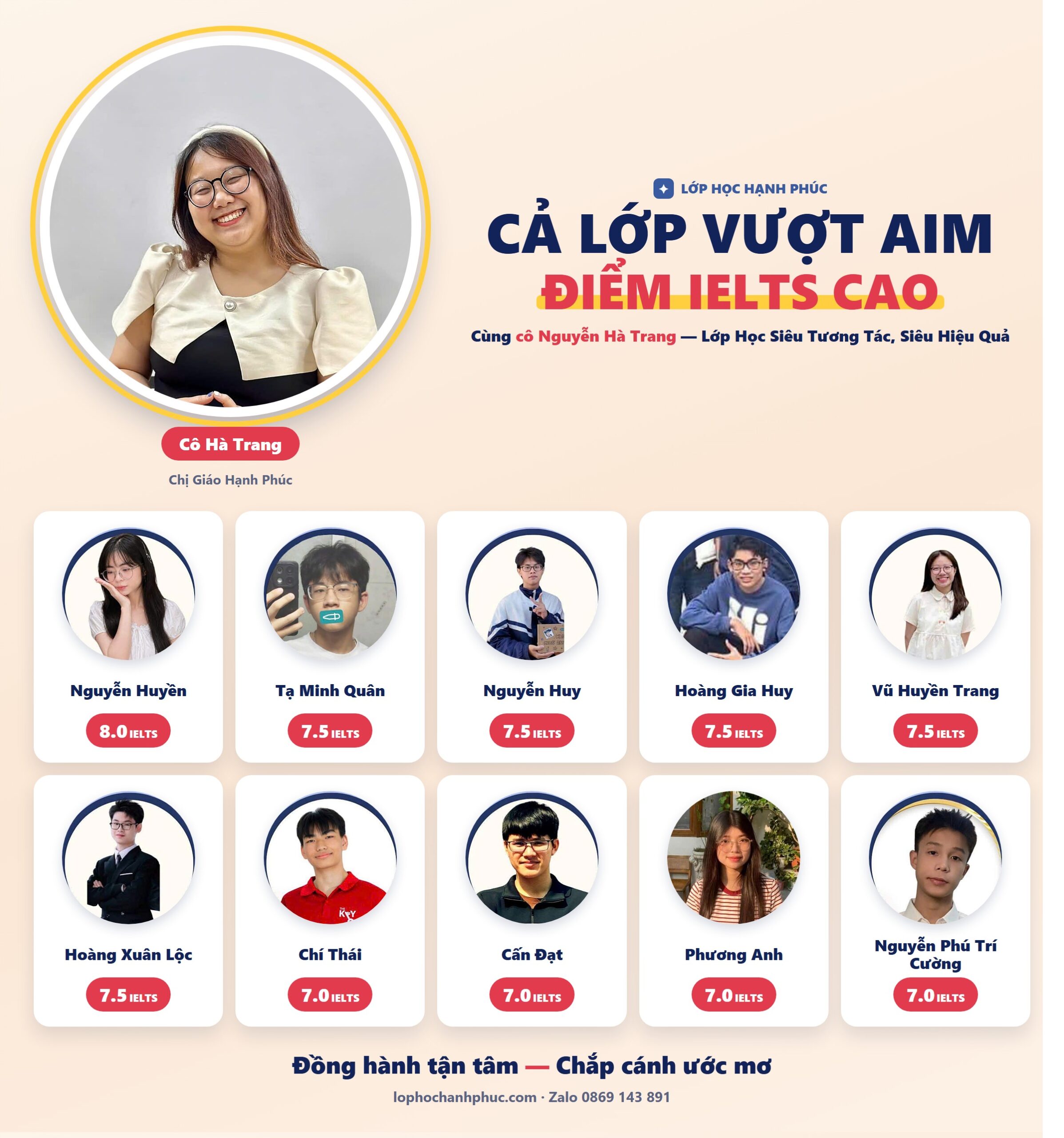 Cả lớp vượt aim điểm IELTS cao cùng cô Hà Trang