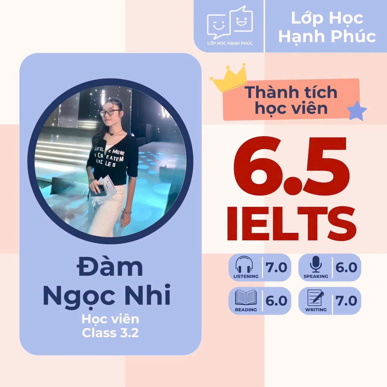 Học viên đạt điểm IELTS cao cùng cô Trang
